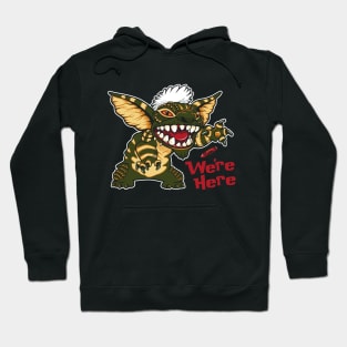 We're Here - Gremlins - Stripe - Stitch - 80's Cult Movie Hoodie